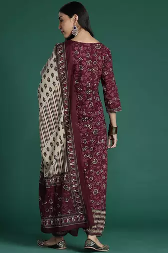Women Floral Printed Regular  Cotton Kurta with Salwar & With Dupatta
