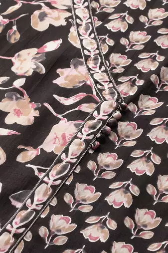 Women Floral Printed Angrakha Pure Cotton Kurta with Trousers & With Dupatta