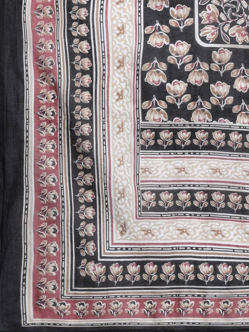Women Floral Printed Angrakha Pure Cotton Kurta with Trousers & With Dupatta