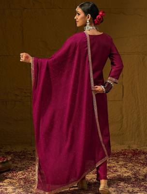 Ethic Motifs Woven Design Straight Kurta with Trousers & Dupatta 6