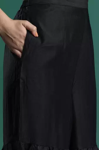 Ethnic Motifs Zari Embroidered Liva Kurta With Sharara & Dupatta
