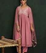 Women Paisley Embroidered Regular Thread Work Kurta with Trousers & With Dupatta