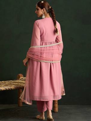 Women Paisley Embroidered Regular Thread Work Kurta with Trousers & With Dupatta 6