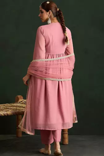 Women Paisley Embroidered Regular Thread Work Kurta with Trousers & With Dupatta