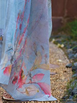 Floral Embroidered Pure Cotton Kurta With Trousers & Dupatta 3