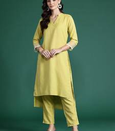 Solid High Low Kurta with Trousers