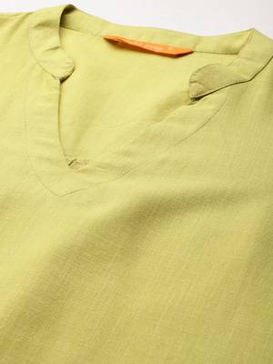 Solid High Low Kurta with Trousers 2