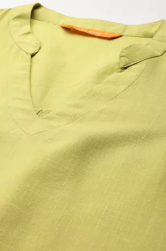 Solid High Low Kurta with Trousers