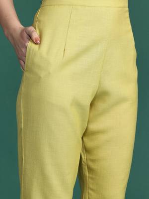 Solid High Low Kurta with Trousers 3