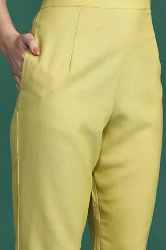 Solid High Low Kurta with Trousers