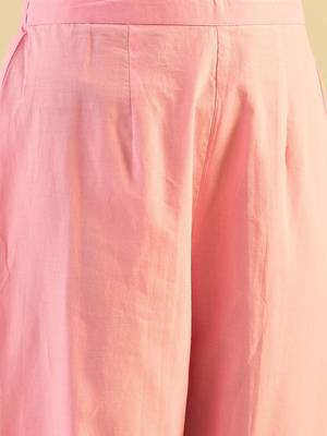 Printed Mirror Work Pure Cotton Kurta With Trousers & Dupatta 4