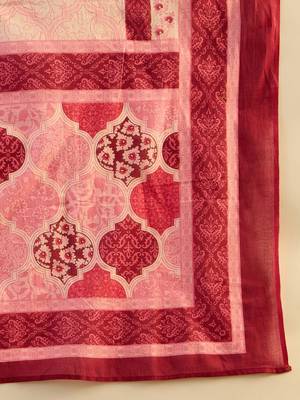 Printed Mirror Work Pure Cotton Kurta With Trousers & Dupatta 5