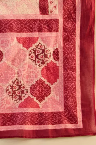 Printed Mirror Work Pure Cotton Kurta With Trousers & Dupatta