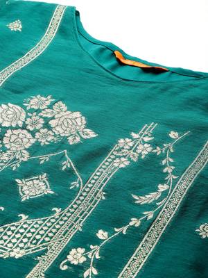 Ethnic Motifs Woven Design Zari Kurta With Trousers & Dupatta 2