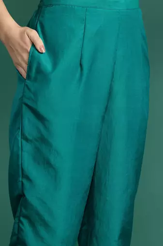Ethnic Motifs Woven Design Zari Kurta With Trousers & Dupatta