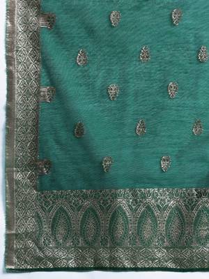 Ethnic Motifs Woven Design Zari Kurta With Trousers & Dupatta 4