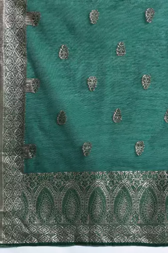 Ethnic Motifs Woven Design Zari Kurta With Trousers & Dupatta
