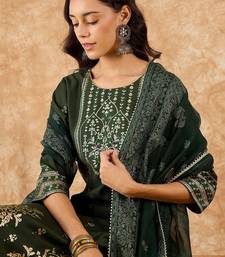 Ethnic Motifs Printed Straight Liva Kurta with Palazzos & Dupatta