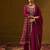 Floral Embroidered Jacquard Straight Kurta With Trousers & Dupatta