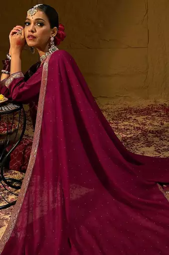 Floral Embroidered Jacquard Straight Kurta With Trousers & Dupatta