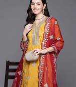 Ethnic Motifs Embroidered Gotta Patti Kurta with Trousers & Dupatta