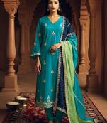 Women Ethnic Motifs Embroidered Regular Sequinned Kurta with Trousers set