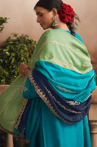 Women Ethnic Motifs Embroidered Regular Sequinned Kurta with Trousers set