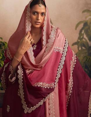 Women Floral Embroidered Regular Sequinned Kurta with Trousers & With Dupatta 2