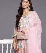 Women Embroidered Regular Thread Work Kurta with Trousers & Dupatta