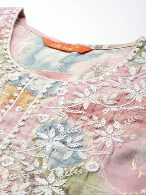 Women Embroidered Regular Thread Work Kurta with Trousers & Dupatta 2