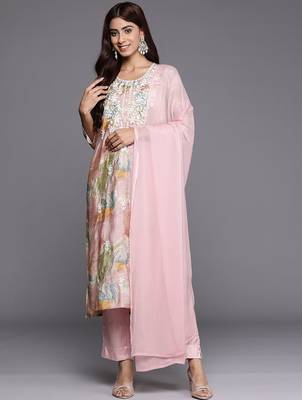 Women Embroidered Regular Thread Work Kurta with Trousers & Dupatta 4