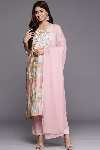 Women Embroidered Regular Thread Work Kurta with Trousers & Dupatta