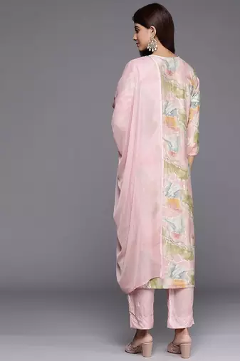 Women Embroidered Regular Thread Work Kurta with Trousers & Dupatta