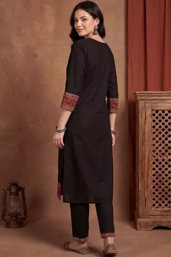 Women Ethnic Motifs Printed Regular Mirror Work Pure Cotton Kurta with Trousers & With Dupatta