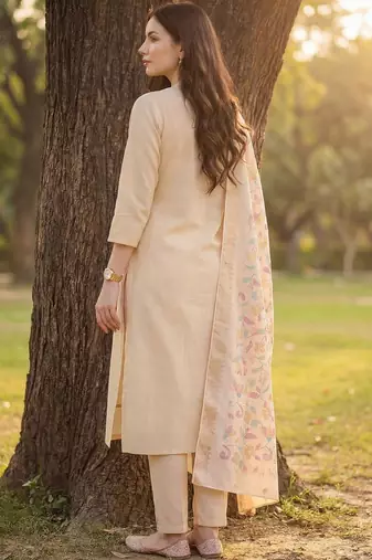 Women Ethnic Motifs Embroidered Regular Thread Work Kurta with Trousers & With Dupatta