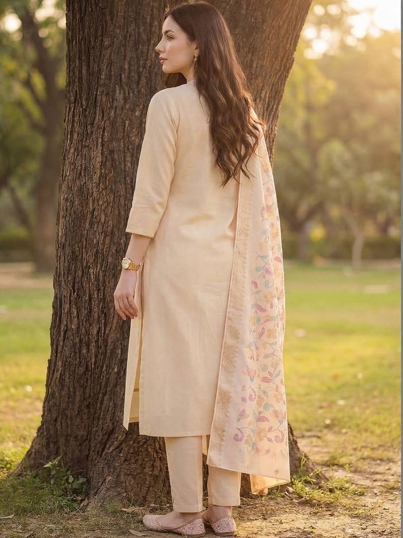 Women Ethnic Motifs Embroidered Regular Thread Work Kurta with Trousers & With Dupatta