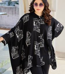 Women Geometric Printed Mandarin Collar Regular Kaftan Kurta with Trousers