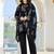 Women Geometric Printed Mandarin Collar Regular Kaftan Kurta with Trousers