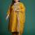 Plus Size Mustard Embroidered Straight Kurta Trousers With Dupatta Set