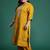 Plus Size Mustard Embroidered Straight Kurta Trousers With Dupatta Set