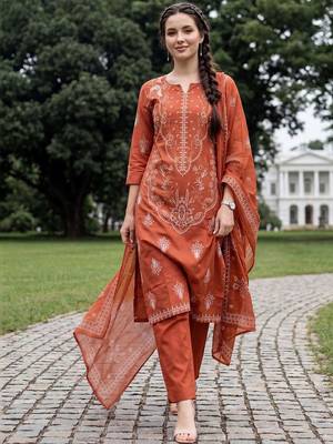 Women Ethnic Motifs Printed Regular Pure Cotton Kurta with Trousers & With Dupatta 1