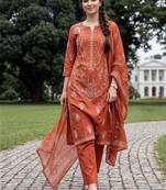 Women Ethnic Motifs Printed Regular Pure Cotton Kurta with Trousers & With Dupatta