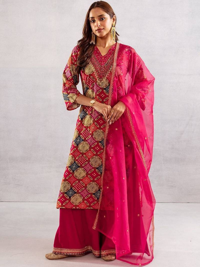 Women Ethnic Motifs Printed Regular Kurta with Palazzos & Dupatta