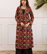 Women Printed Regular Beads and Stones Work Kurta with Palazzos