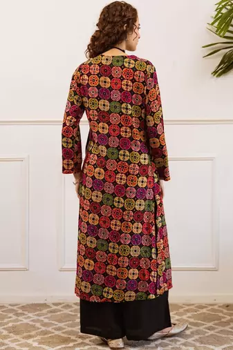 Women Printed Regular Beads and Stones Work Kurta with Palazzos