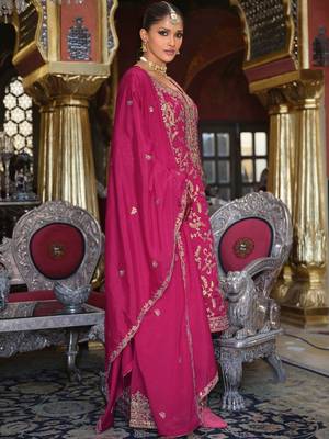 Ethnic Motifs Embroidered Zari V-Neck Straight Kurta & Palazzos With Dupatta 3