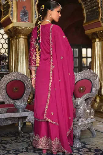 Ethnic Motifs Embroidered Zari V-Neck Straight Kurta & Palazzos With Dupatta