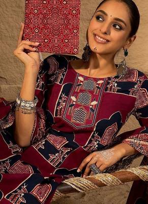 Women Ethnic Motifs Printed Pure Cotton Kurta Trousers & With Dupatta Kurta Sets 7