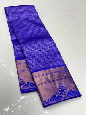 Royalblue color art silk blend sarees with blouse 3