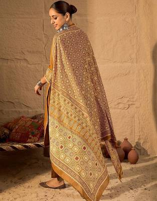 Floral Embroidered Mirror Work Pure Cotton Kurta With Trousers & Dupatta 4